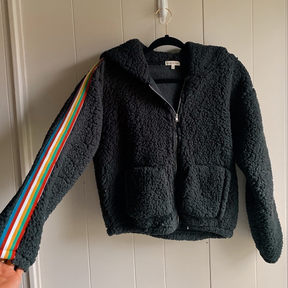 black sherpa crop zip up - Picture 1 of 2
